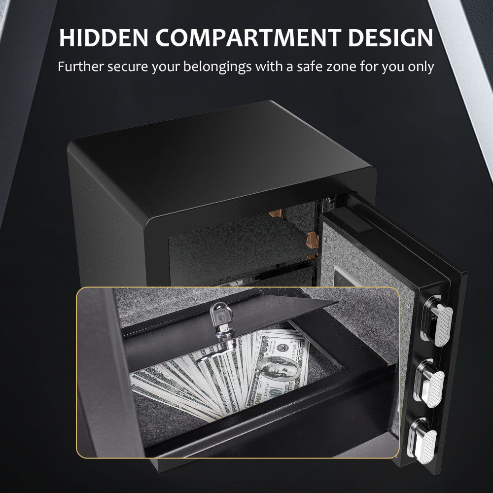 1.52 Cuft Safe Box, Solid Alloy Steel Office Hotel Home Safe, Security Digital Safes Box with Electronic Keypad, Spare Key, Smart Alert, Mute Mode, Anti-Theft Safe for Document Money Valuable