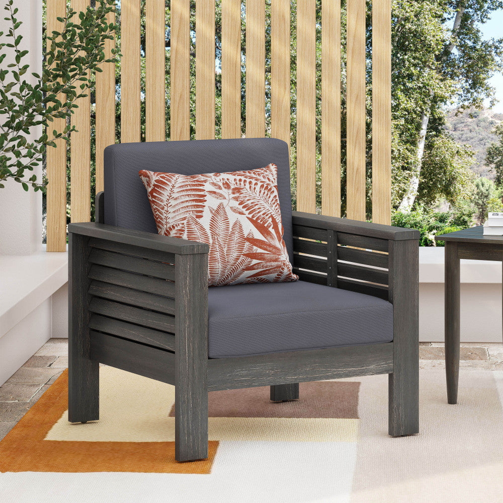 Teak Acacia Wood Loveseat and Coffee Table Set with Cream Cushions
