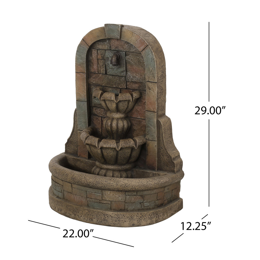29" High BAGWELL FOUNTAIN Outdoor Weather Resistant Floor Fountain,Stone Gray