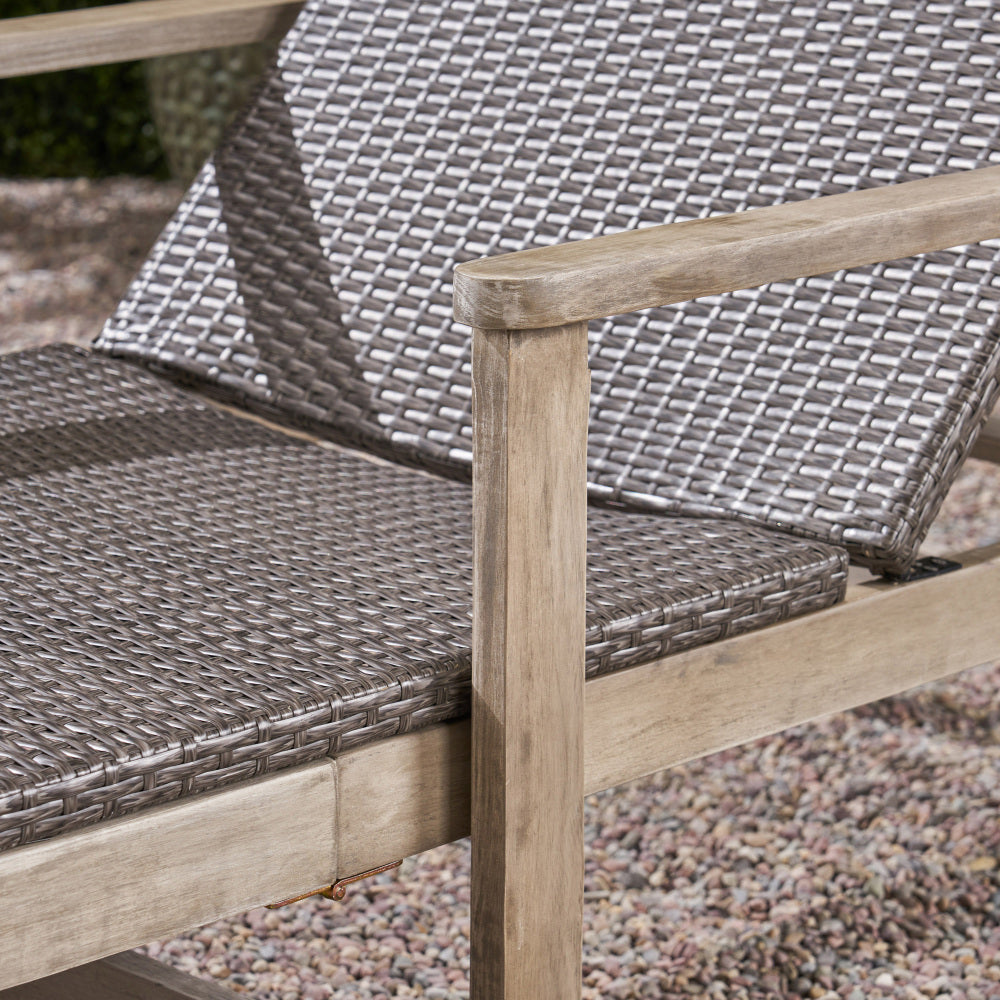 HAMPTON WOOD + WICKER CHAISE LOUNGE