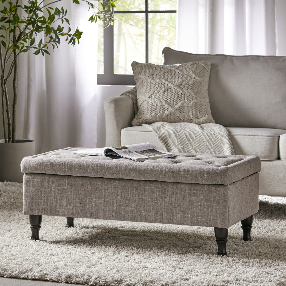 Storage Ottoman Bench with Solid wood legs, Tufted Ottoman with Storage Bench for Living Room, Large End of Bed Bench Ottomans, Modern Entryway Benches, Window & Bedroom Benches for Foot of Bed