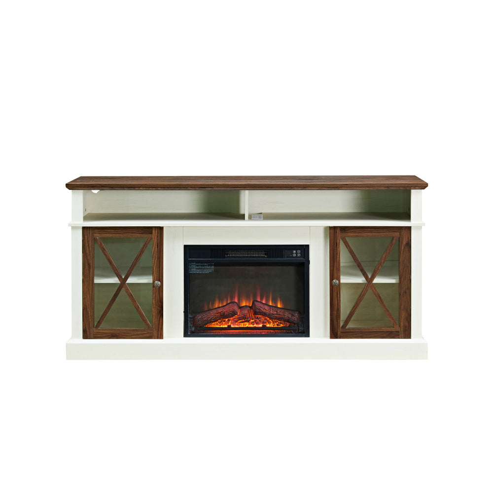 23" Electric Fireplace, 3DInfrared Black Fireplace Electric Insert Heater, with IR Remote Control, Glass View, Adjustable Realistic Logs & Flames, Indoor, 1400W