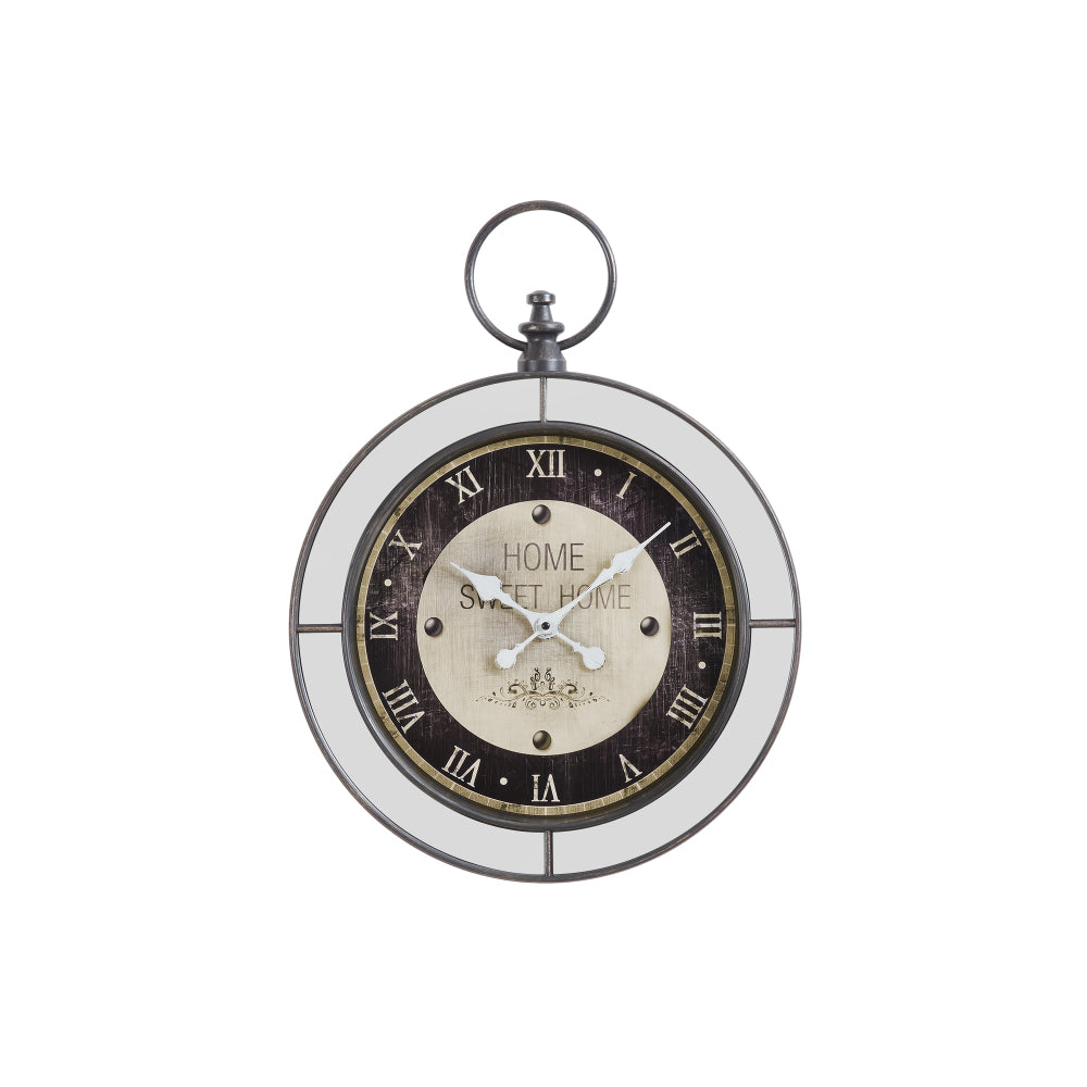 Clocks, 18" Round, Wall Clock, Brown, Mirror, Transitional