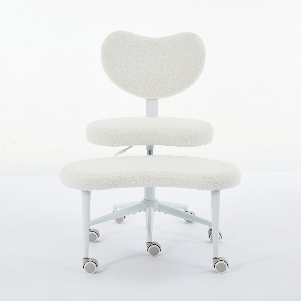 Meditation Chair Plus, Cross Legged Chair with Wheels, ADHD Chair, Criss Cross Desk Chair with Lumbar Support and Adjustable Stool, Flexible Design for Fidgety Sitters, Ivory