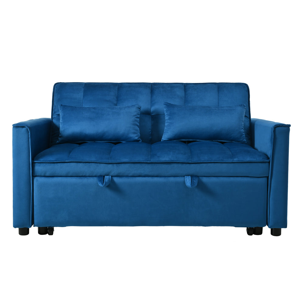 Convertible Sofa Bed,3-in-1 Pull Out Couch Bed with Reclining Backrest and Pillows,Sofa Bed Chair Full Convertible Sleeper Loveseat for  Living Room, Home or Office(Blue)