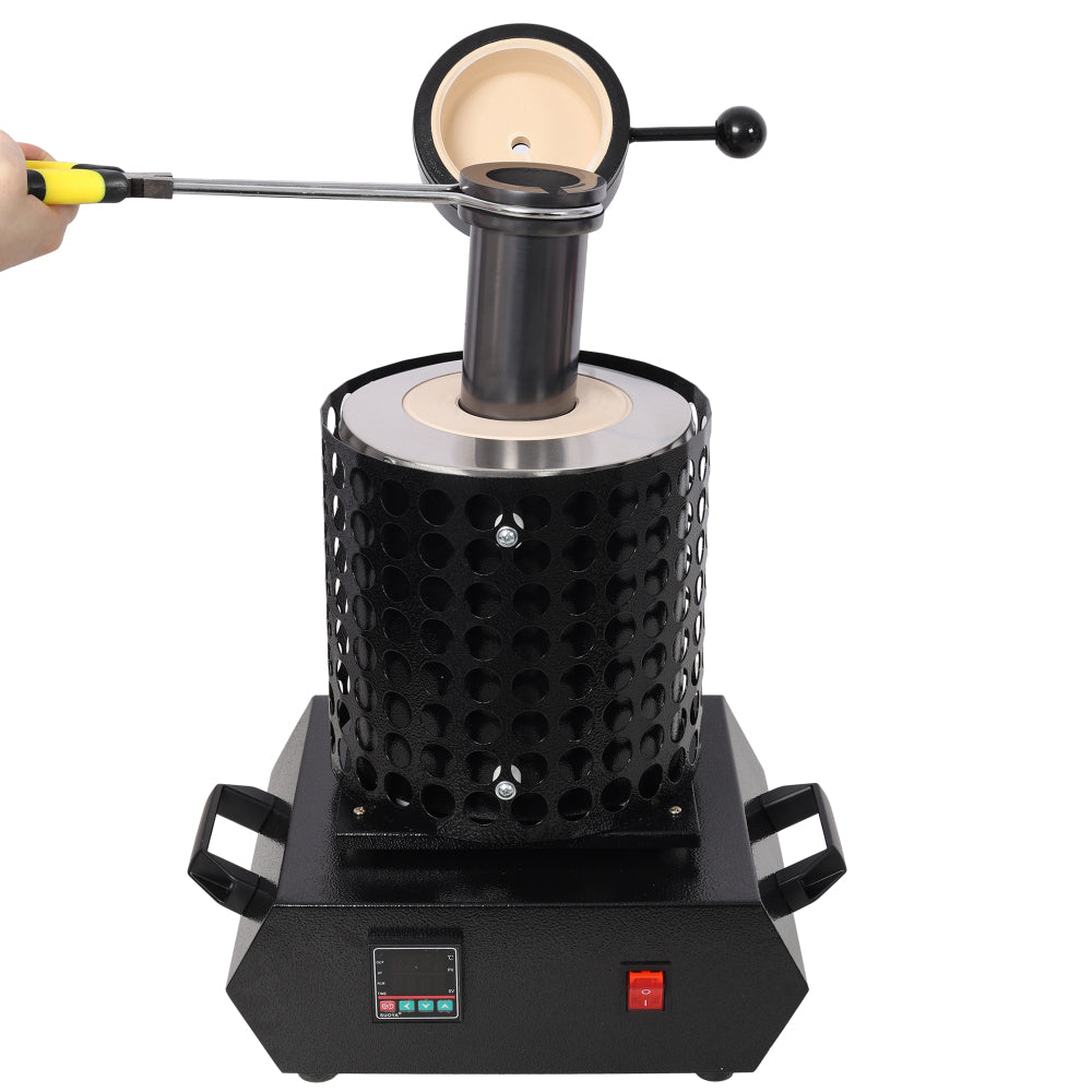 Gold Melting Furnace, 1+3 KG Electric Digital Smelting Furnace, 1800W 1100 °C / 2012°F PID Smelter Kiln Kit Casting Refining Jewelry Precious Metals Gold Silver Copper Aluminum (110V)