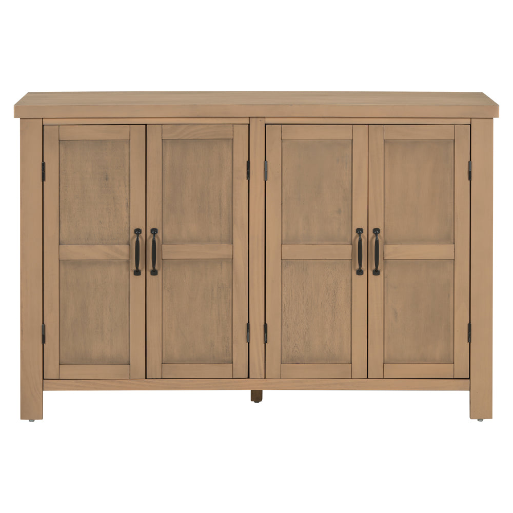 U_STYLE 4-Door Storage Sideboard with Adjustable Shelves and Retro Atimon Handles ,Ample Storage,Pinewood Legs,for Living Room, Study, and Entryway