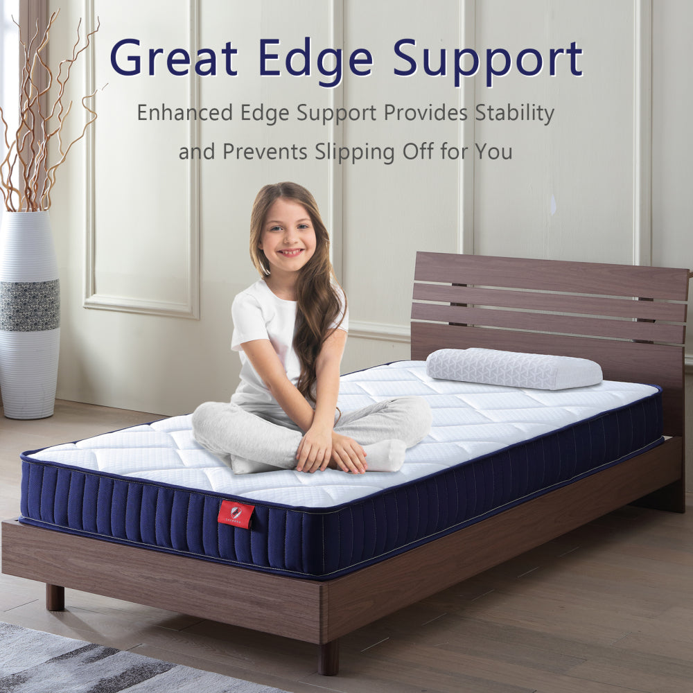 6 Inch Twin Mattress, Foam and Spring Hybrid Mattress in a Box, Medium Soft, Breathable Fabric & Adaptive Support, CertiPUR-US Certified, Twin Size Mattress in Guest and Kids Bedroom