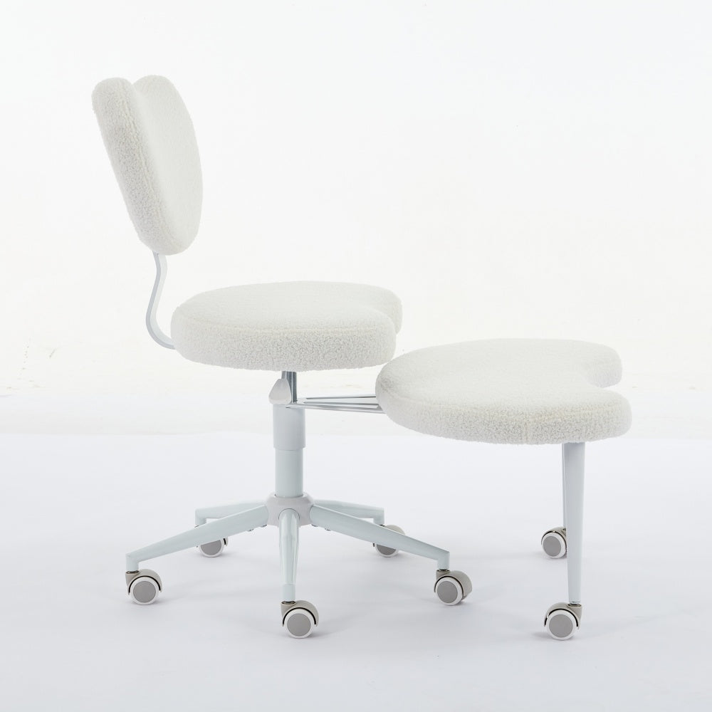 Meditation Chair Plus, Cross Legged Chair with Wheels, ADHD Chair, Criss Cross Desk Chair with Lumbar Support and Adjustable Stool, Flexible Design for Fidgety Sitters, Ivory