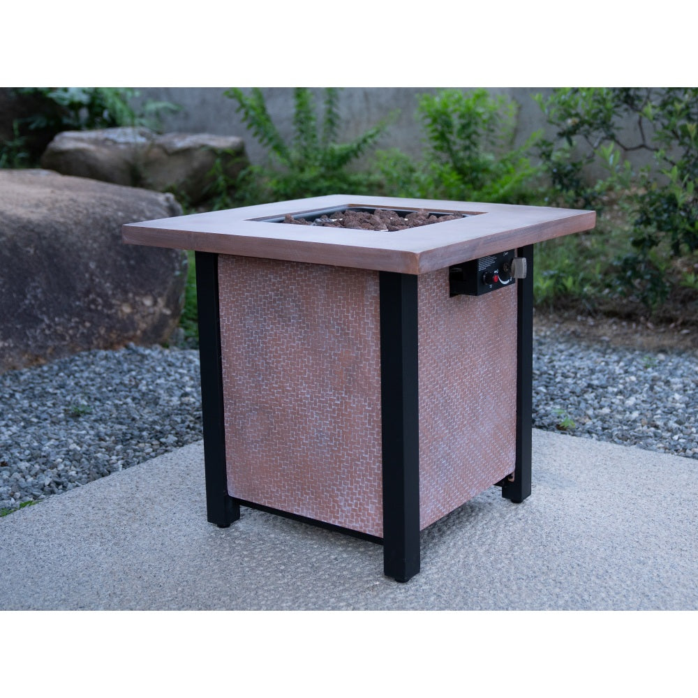 25" H Outdoor Patio Propane Gas Fire Pit Table - 50,000 BTU High-temperature-resistant carving process for environmentally friendly materials with the effect of rattan weaving grain