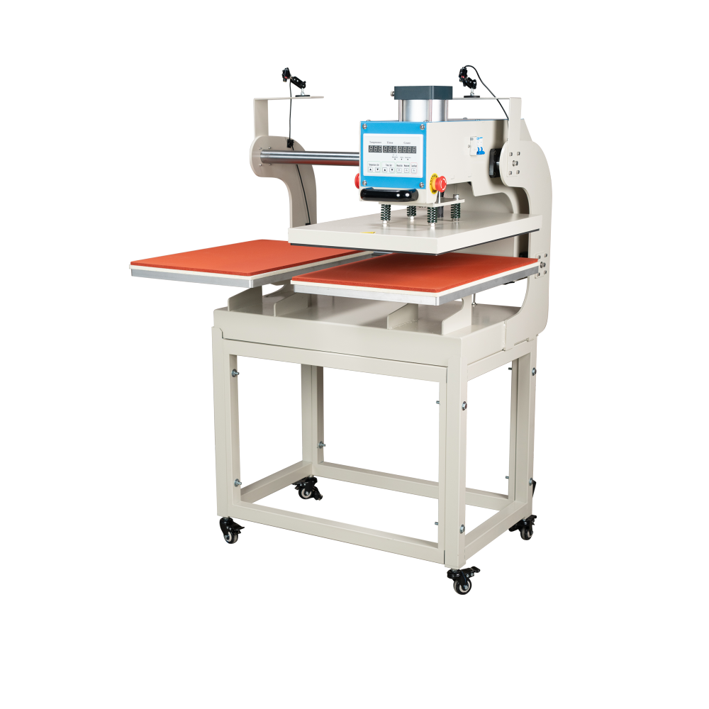 16x24 pneumatic up sliding dual platen heat press machine with infrared positioning