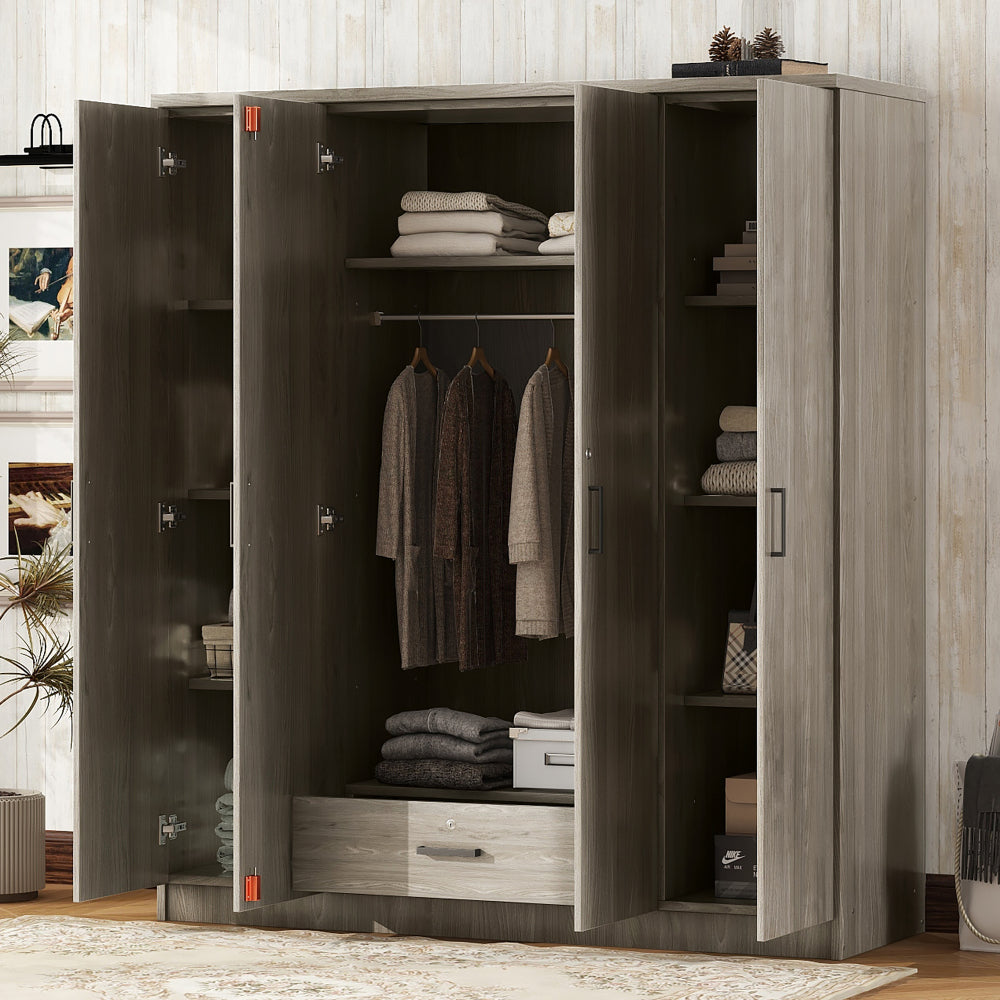 3-Door Wardrobe with 2 Drawers, White
