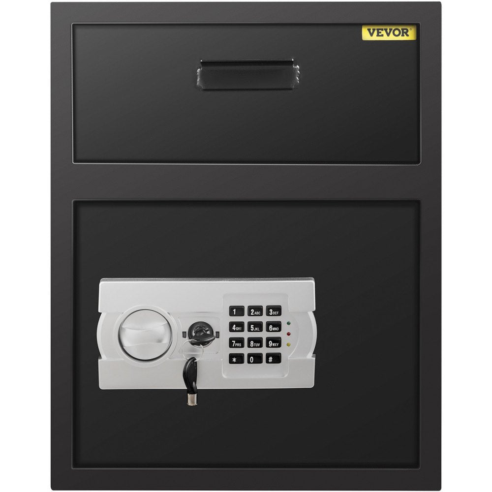 Digital Depository Safe 1.7 Cubic Feet Made of Carbon Steel Electronic Code Lock Depository Safe with Deposit Slot with Two Emergency Keys Depository Box for Home Hotel Restaurant and Office