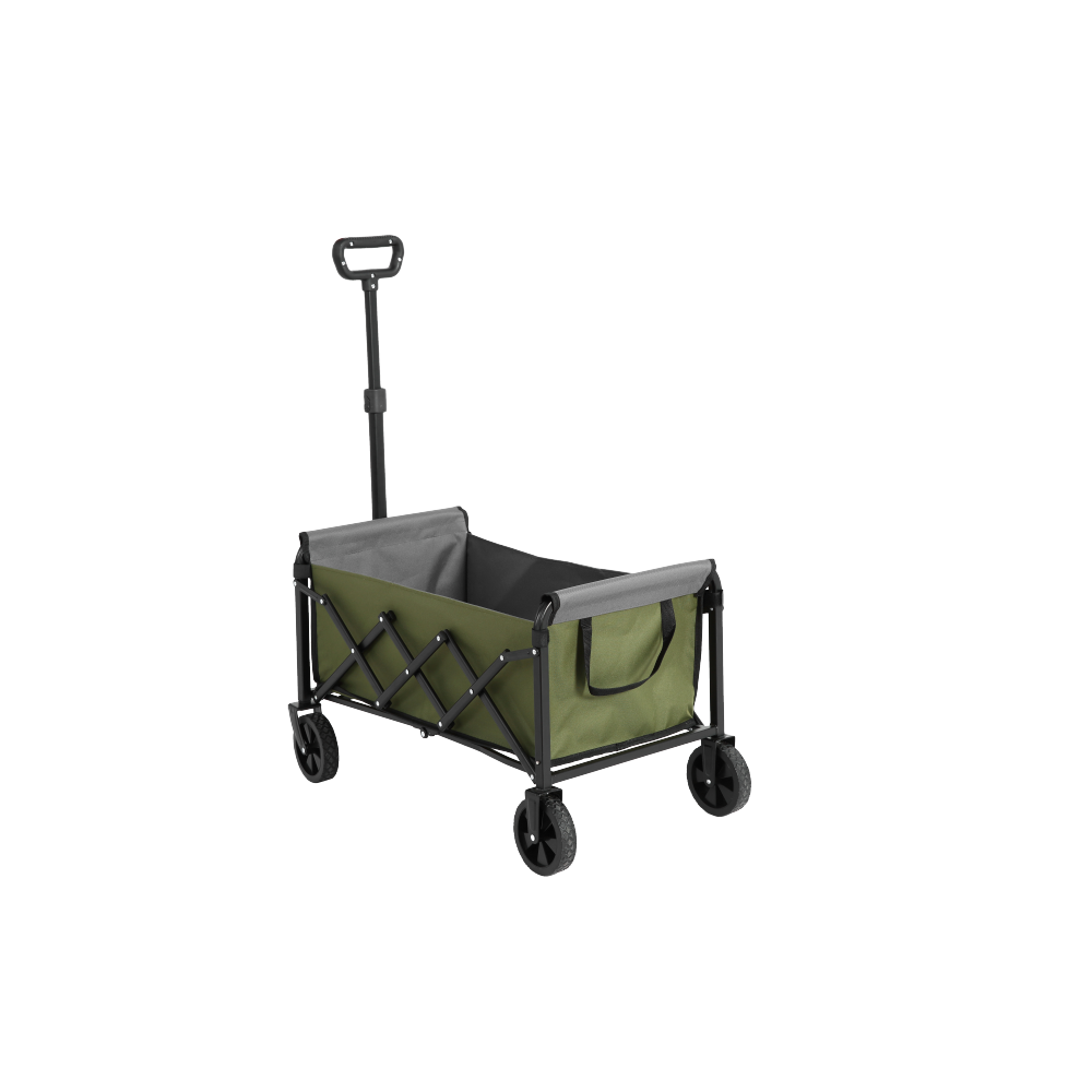 Lightweight Portable Heavy Duty Folding Beach Wagons with Wheels - Outdoor Utility Carts for Grocery, Camping, Shopping, Sports, Garden with Large Capacity-Black
