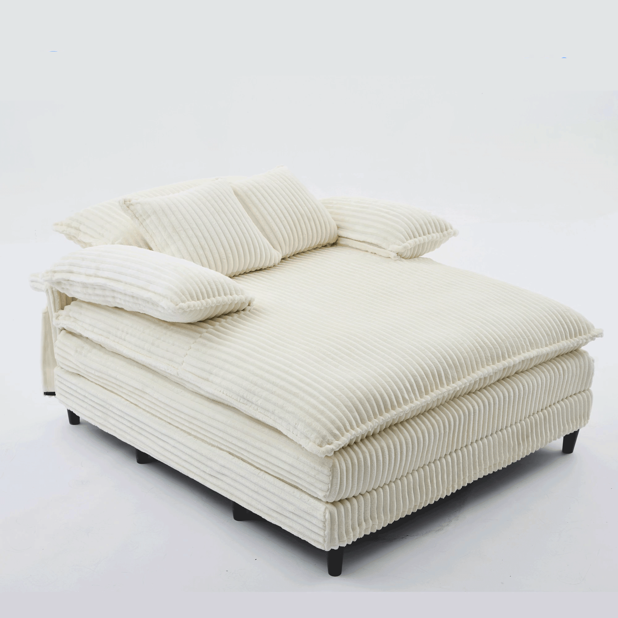 [NEW ARRIVED] [VIDEO PROVIDED] 54.75" W Oversized Chaise Lounge Chair,Fluffy cushioned sofa bed,Deep Seat,Corduroy,2 Pillows,4 gears can be adjusted,Leisure Sleeper Sofa Chair for Living Room, Black