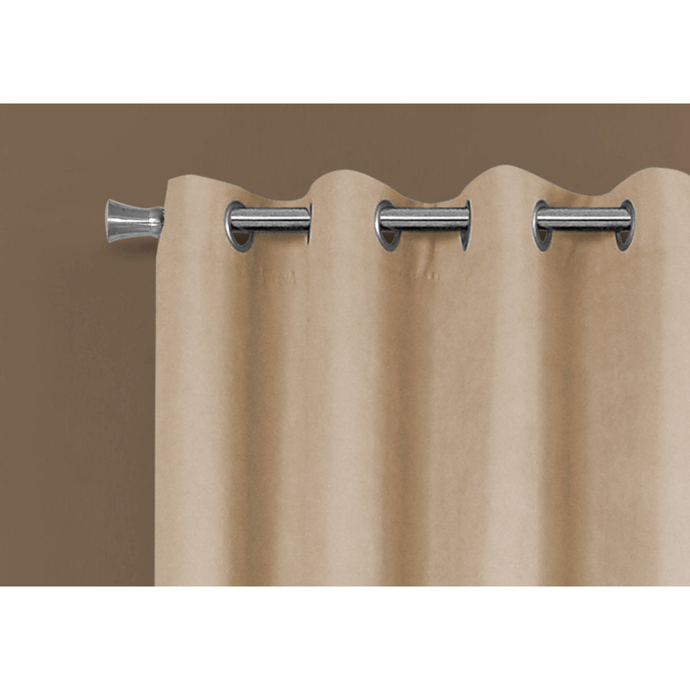 Curtain Panel, 2pcs Set, 54"w X 84"l, Room Darkening, Grommet, Living Room, Bedroom, Kitchen, Beige Micro Suede, Contemporary, Modern