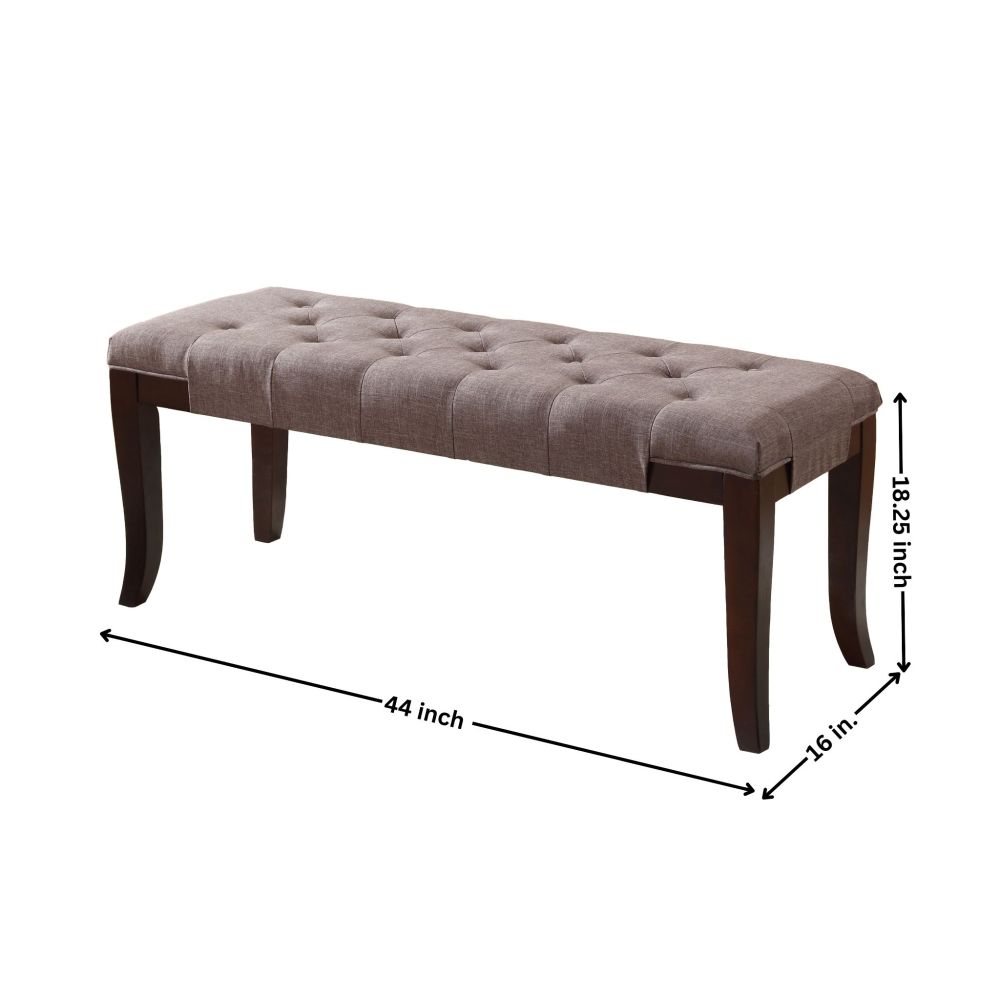 Linon Tufted Bench, Fabric, Brown