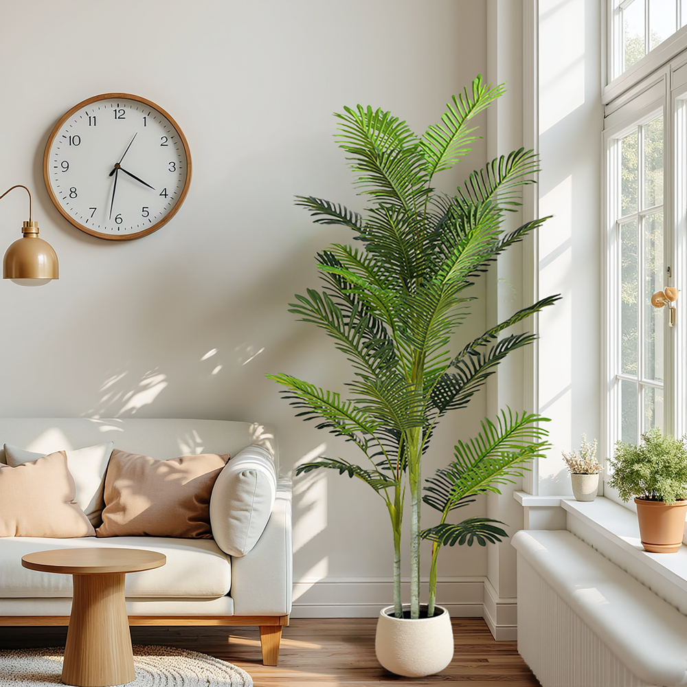 78.5" Artificial Palm Tree With Pot, Set of 2
