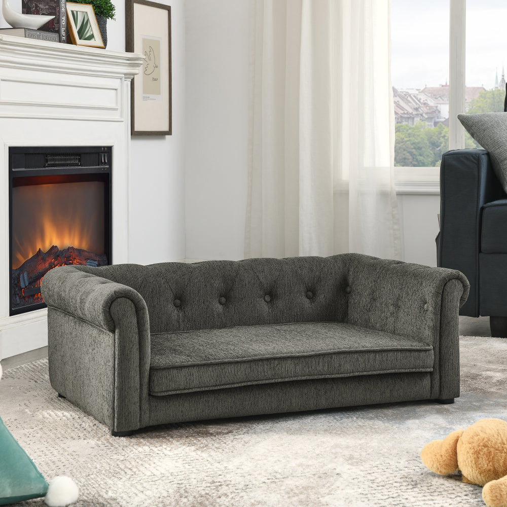 Elegant Rectangle Pet Bed for Small and Medium  Dogs, Durable Elevated Dog Sofa Bed, Comfortable Dog Couch, Modern and Stylish Dog Sofa for Small and Medium Dogs,Dark grey