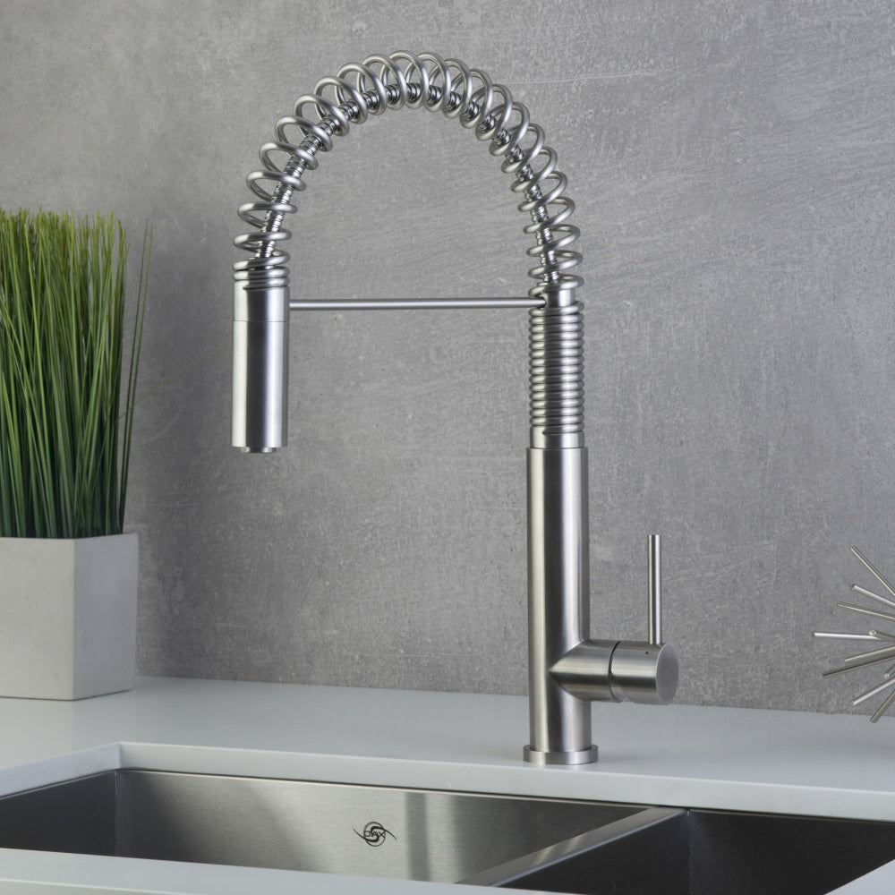DAX Single Handle Pull Down Kitchen Faucet Brushed Finish