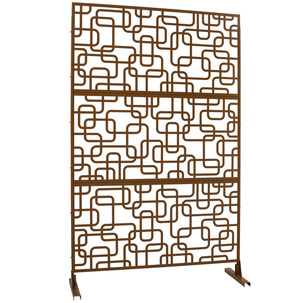 Outdoor & Indoor Privacy Screen Metal Privacy Screen 76" H×48" W, Freestanding Decorative Privacy Screen for Deck Balcony Patio, Privacy Fence Panels for Outside Lawn Garden PS114 BROWN