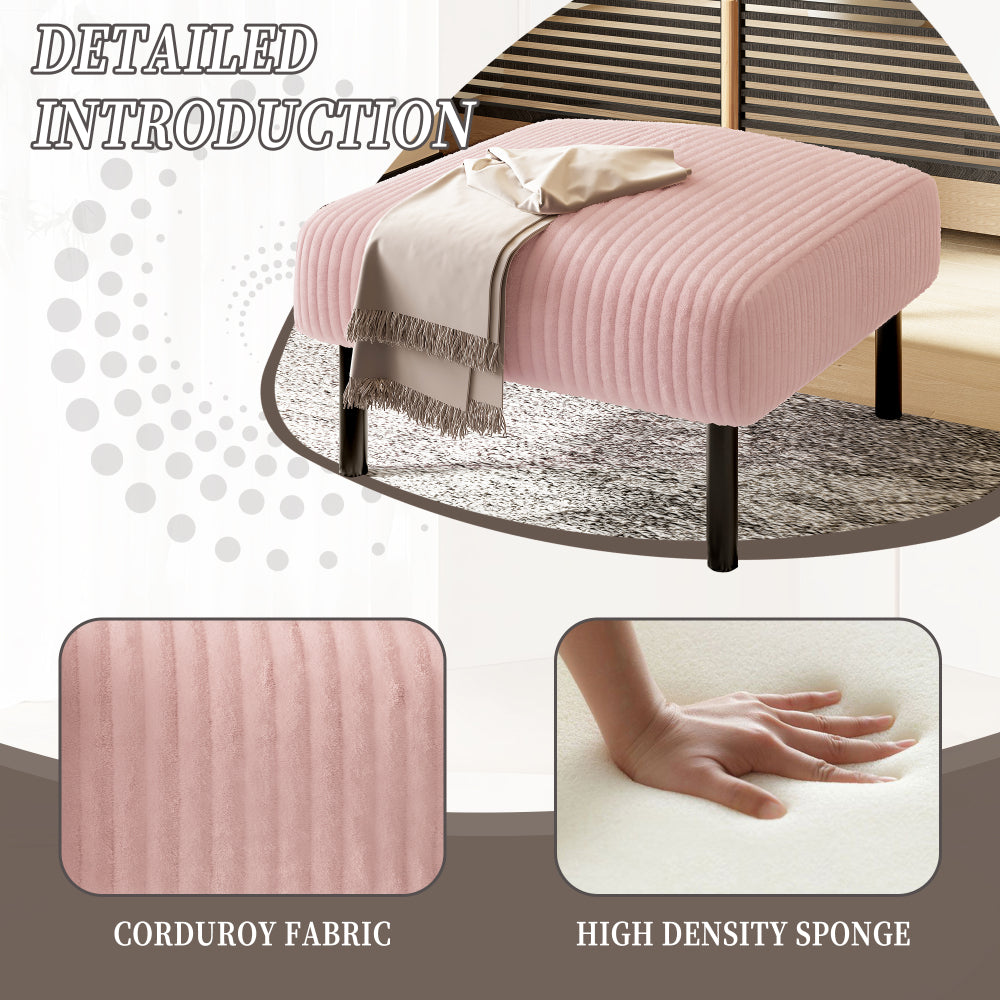UNITED WE WIN Small Ottoman Footstool with Legs, Corduroy Fabric Ottoman Foot Stool with Soft Padded seat, Square Footstool Footstool for Living Room