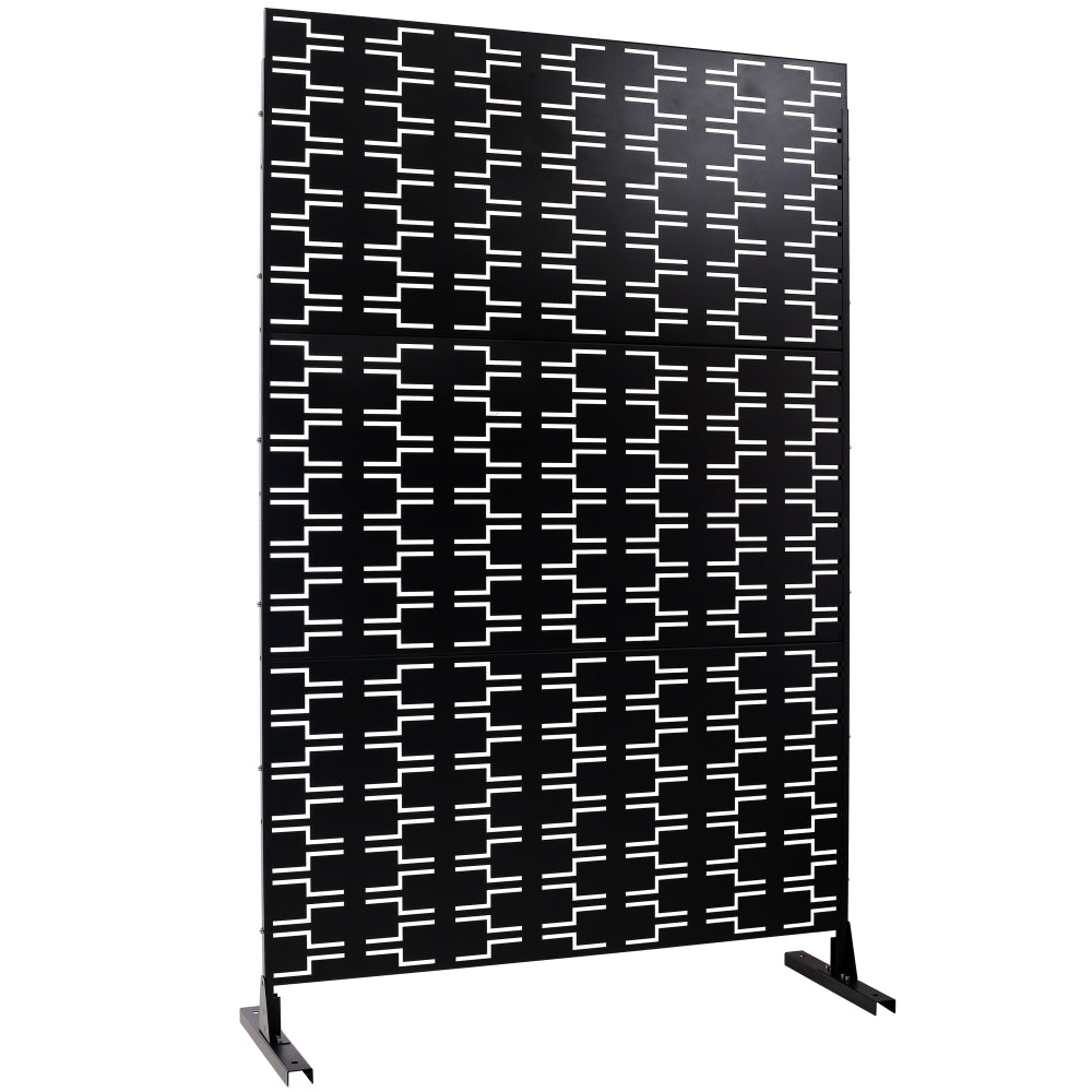 Outdoor & Indoor Privacy Screen Metal Privacy Screen 76" H×48" W, Freestanding Decorative Privacy Screen for Deck Balcony Patio, Privacy Fence Panels for Outside Lawn Garden PS112 BLACK
