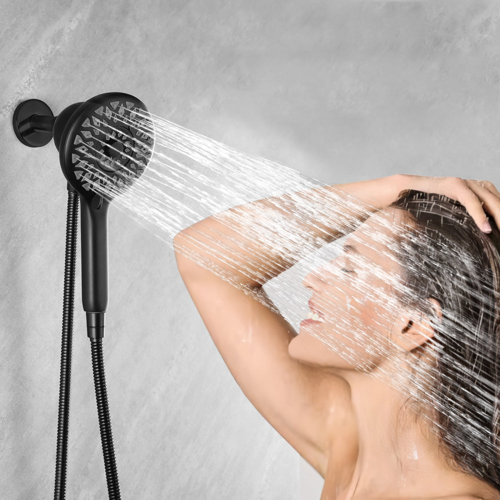 High Pressure Shower Heads 6 Spray Mode, Magnetic Shower Head for Bathroom, Matte Black Handheld Shower with 60 inch Stainless Steel Hose