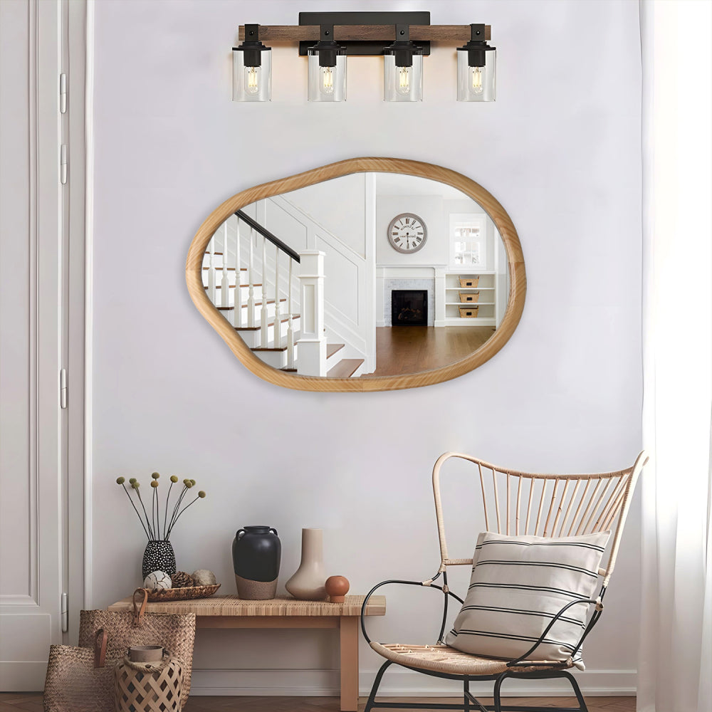 Irregular Wall Mirror Decorative, Asymmetrical Mirror for Wall Decor, Wavy Accent Mirrors for Living Room Bathroom Bedroom Entryway, Abstract Irregular Shape Curvy Mirror, 32"x22"