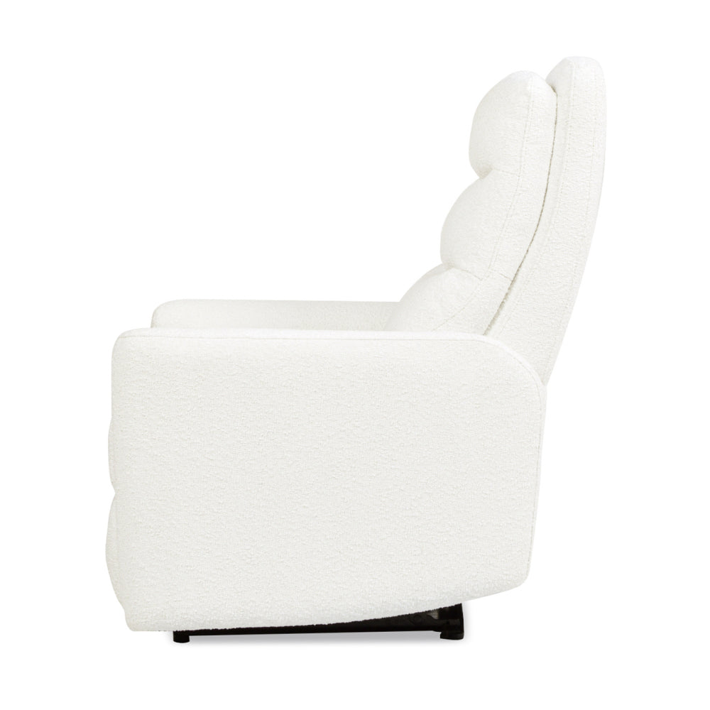 Bloomy 35.5" High-Back Power Recliner Motion Chair, Chiffon White Boucle
