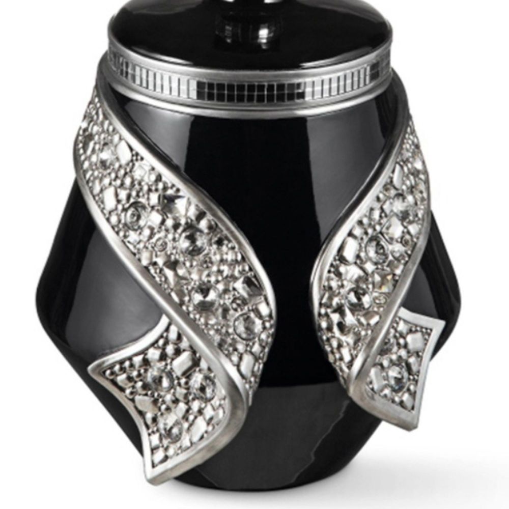 14" Tall Polyresin Decorative Jewelry Box "Stellaire", Black and Silver finish