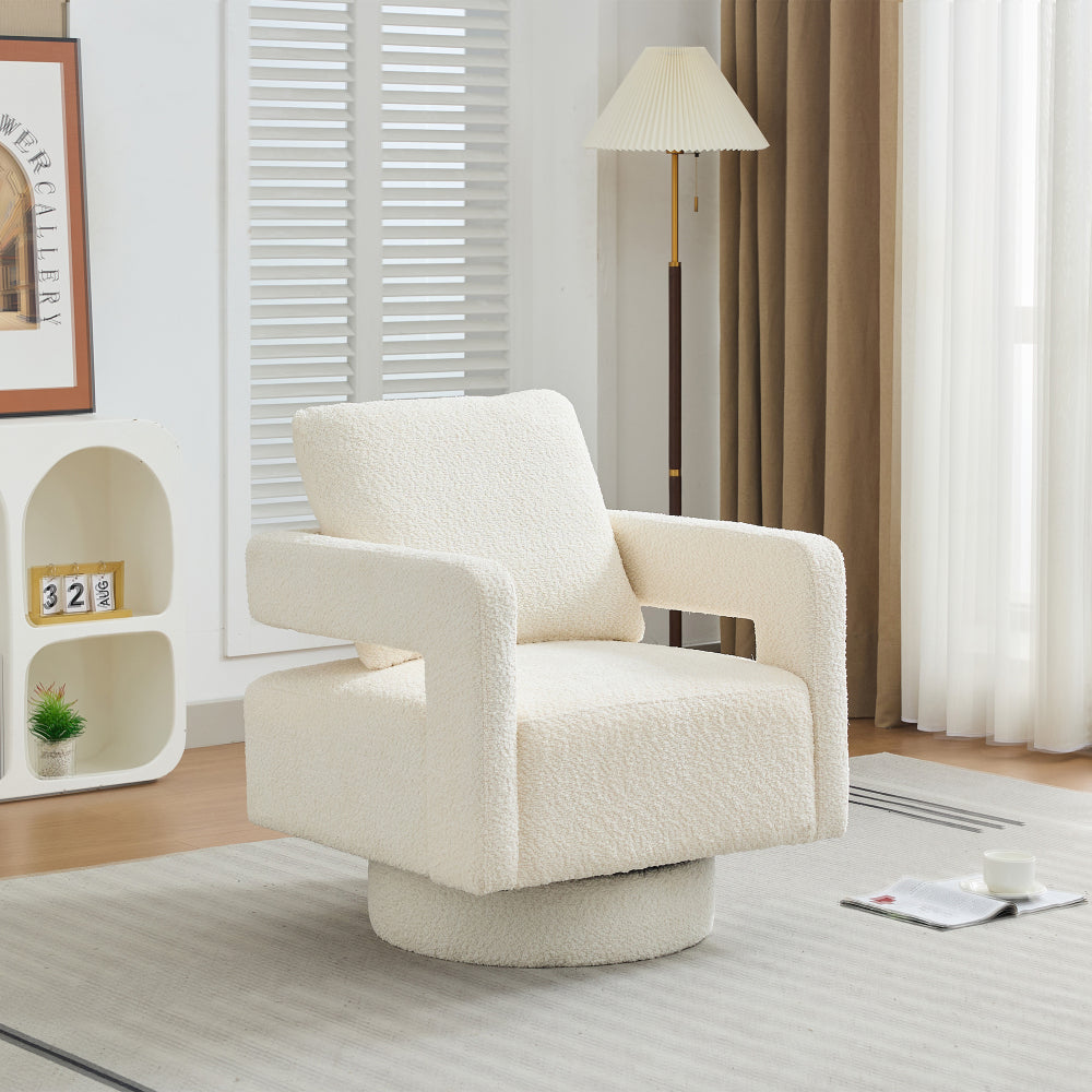 29.13" W Square Swivel Accent Chair, Modern Rotating Arm Chair with Open Back,360 Degree Rotation, Lounge Club Chair with Removable Back Cushion for Living Room, Hotel, Bed Room,Charcoal