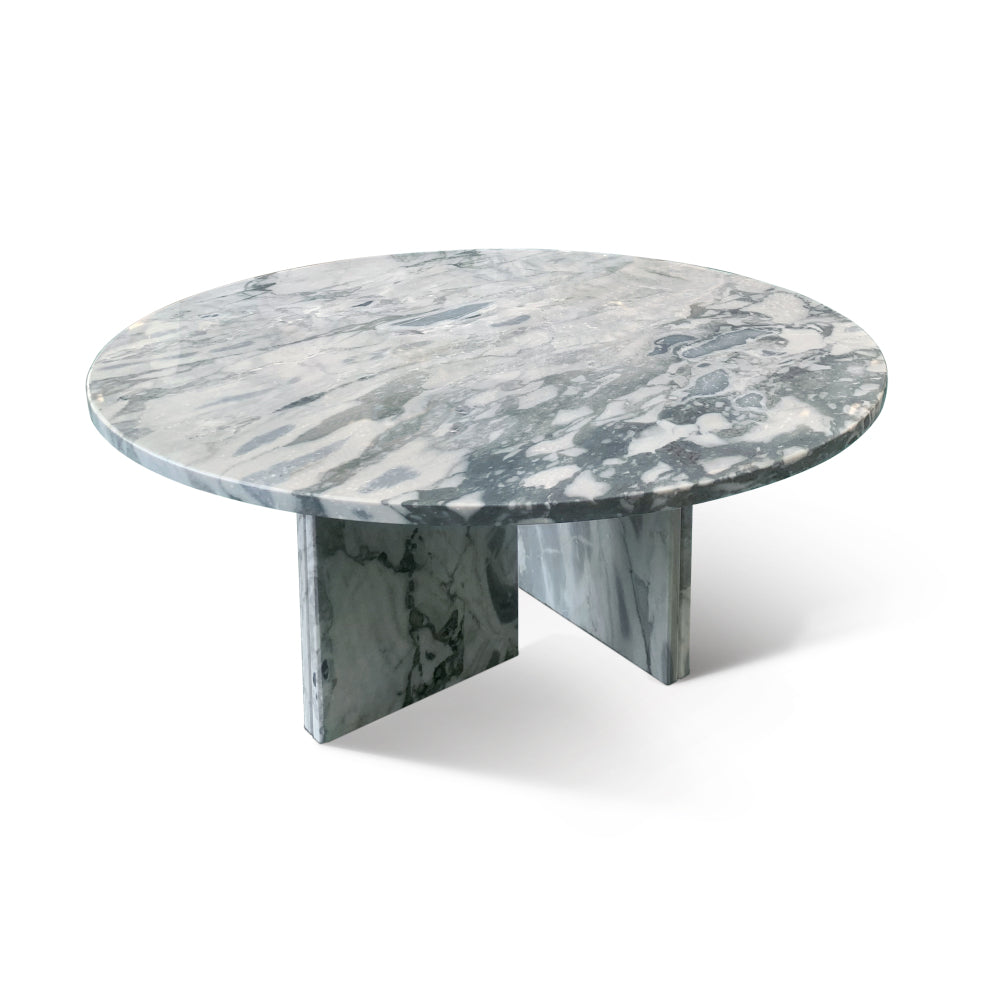 Blue gray natural marble coffee table, small table, living room table, natural stone, Ø27.6 h12.6 Inch/Ø70 h32 cm, genuine marble, real marble