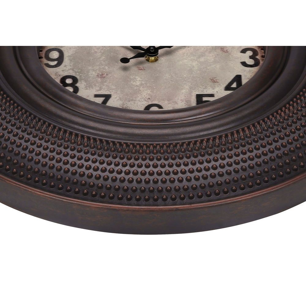 Clocks, 20" Round, Wall Clock, Antique Brown, Transitional
