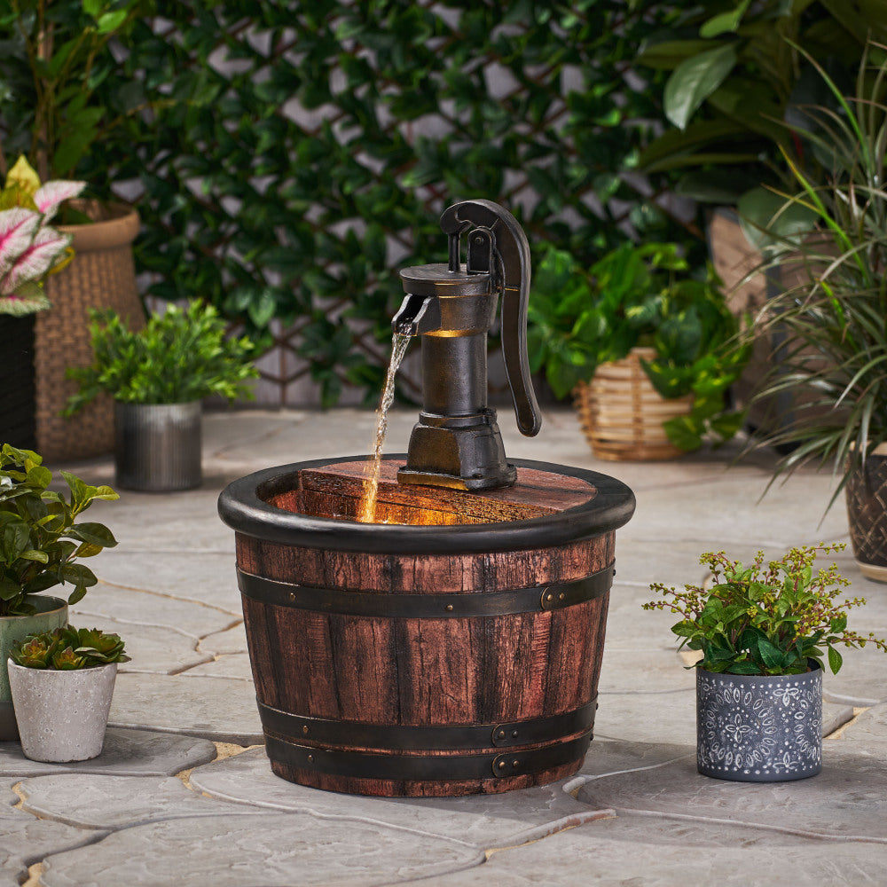 26.5" High Hand Crafted Weather Resistant Floor Fountain with Light