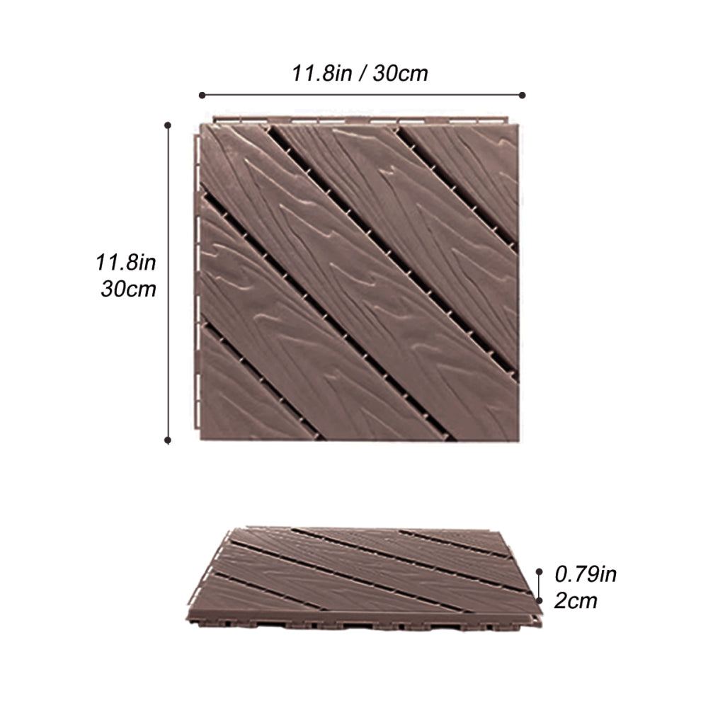 Plastic Composite Deck Tiles Set of 35pcs, Composite Decking Resist Rust, Water, Weather, Easy to DIY & Maintain, Ideal for Patios, Balconies, Rooftops, Decks, Indoor&Outdoor, 12x12i Light Coffee