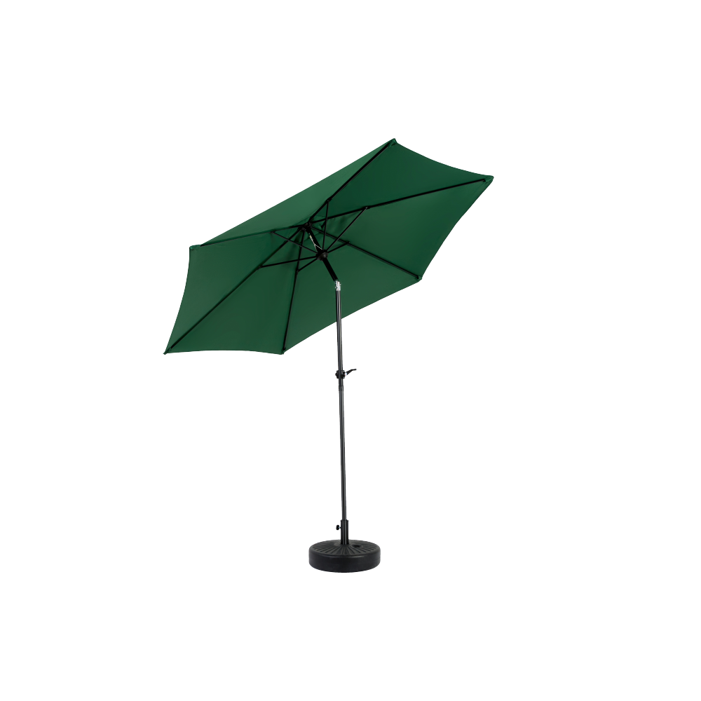 9FT Outdoor Patio Umbrella Outdoor Table Umbrella with Push Button Tilt and Crank, Market Umbrella 6 Sturdy Ribs , Deck, Backyard, Pool (Base Not Included)  -  ( Dark green )