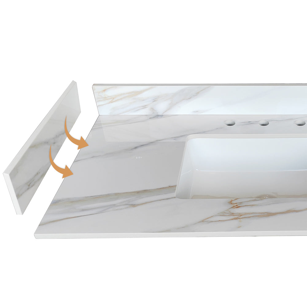 22 Inch Sidesplash , Bathroom Vanity Top with Backsplash ,4" Height Backsplash, for Vanity Top, Carrara white with veins