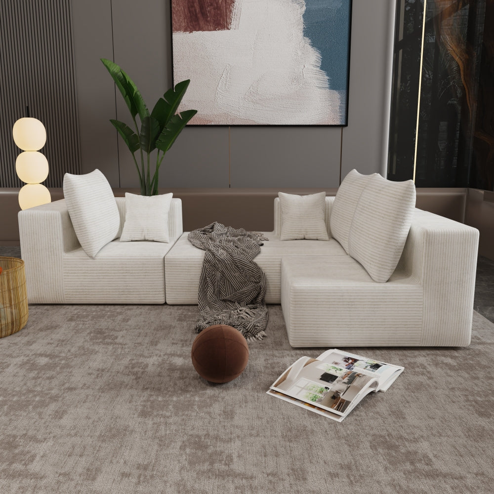 Corner combination sofa, sectional sofa ,couch sofa,sofa bed, made of high-density sponge and soft plush fabric, with multiple combinations available(beige)