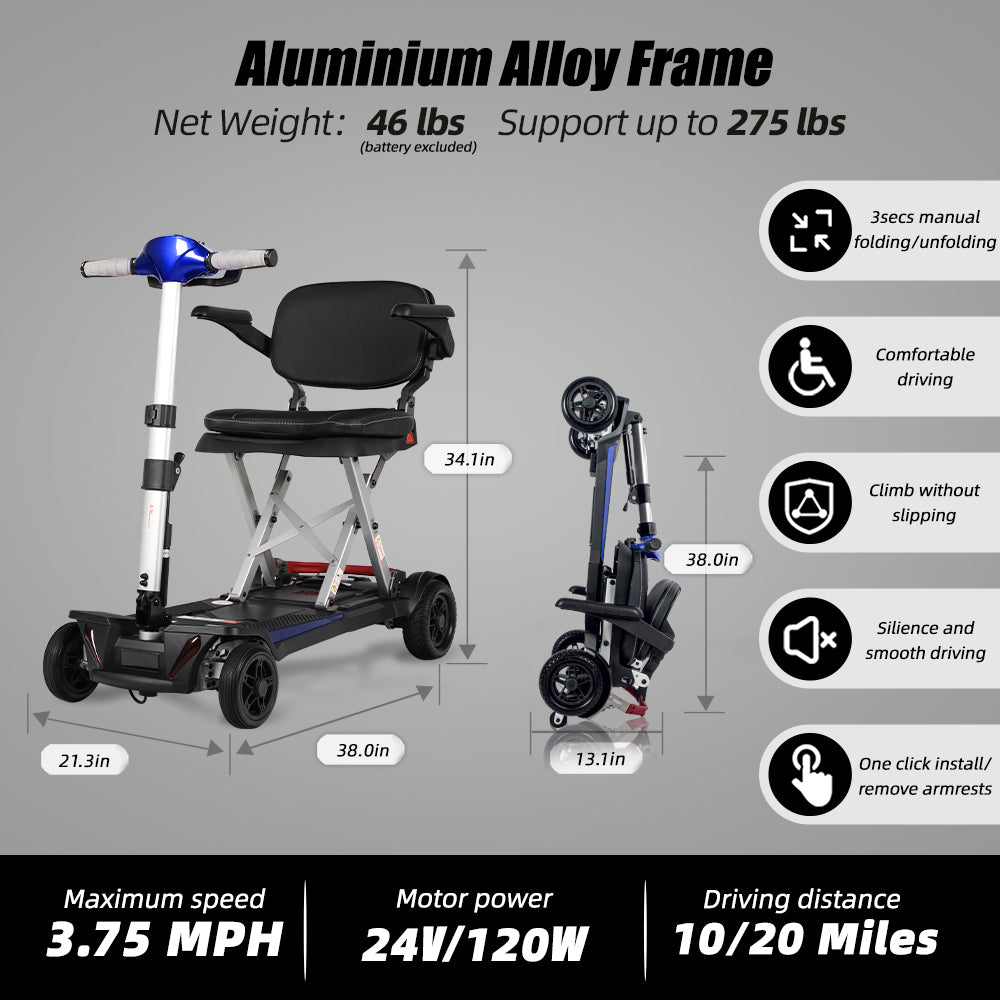 Manaul Folding Scooter M2085 Blue For Senior's Easy Travel With Competitive Price
