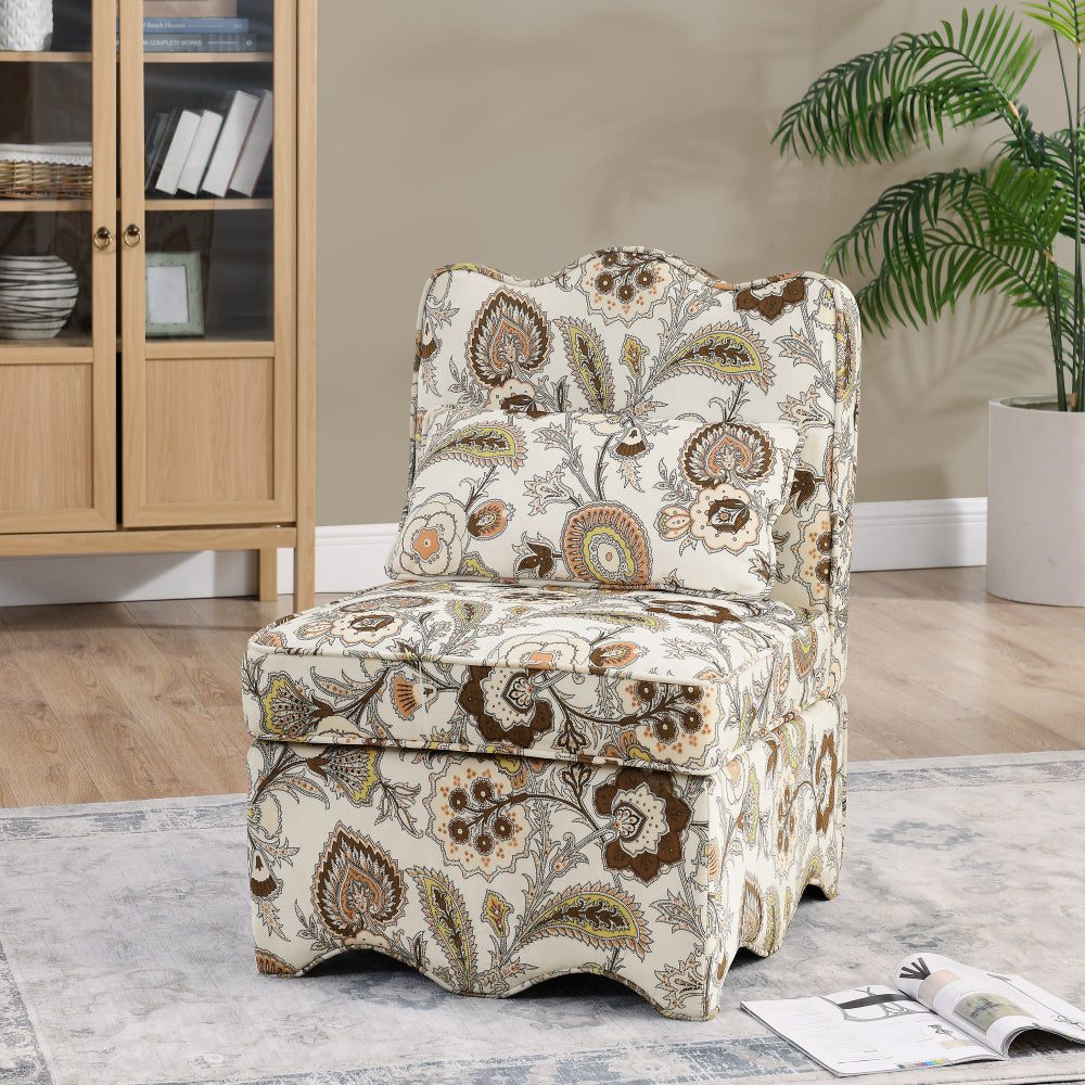 Flannel single dining chair with soft seat cushion and backrest, no armrests, matching pillow can be used as waist cushion, this dining chair can be used in the living room - GREEN