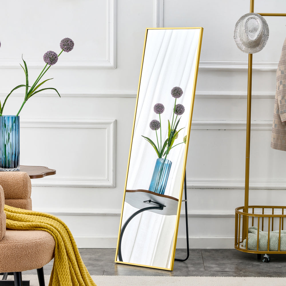 The 4rd generation aluminum alloy metal frame wall mounted full body mirror, bathroom makeup mirror, bedroom entrance, decorative mirror, quality upgrade, 59 "* 15.7"W1151125156