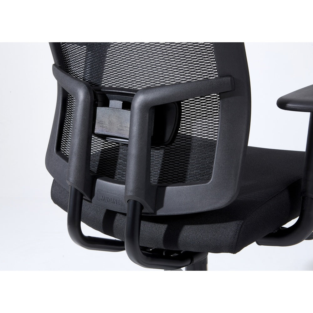 Complus Polyester Seat Pro Ergonomic High Back Office Task  Mesh Chair 27"H in Black Color With Arms