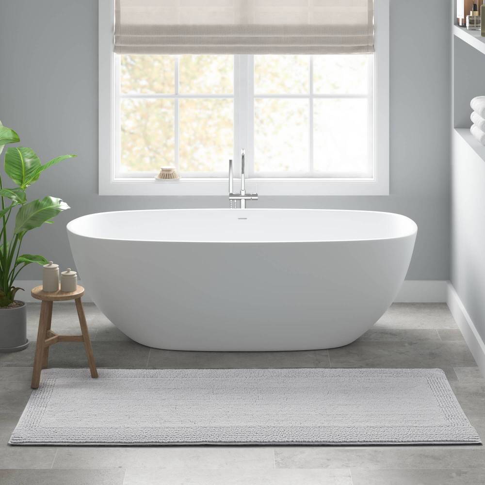 100% Cotton Tufted 3000 GSM Reversible Bath Rug Charcoal 21x34"