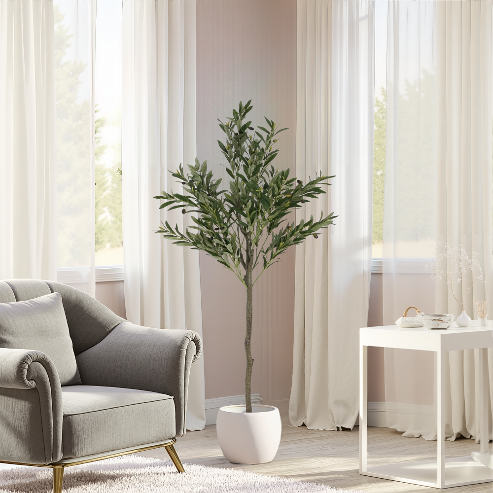 66" Artificial Olive Tree with Pot