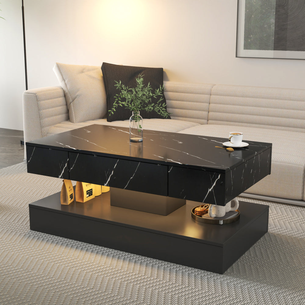 Coffee table with unique architectural shape,white
