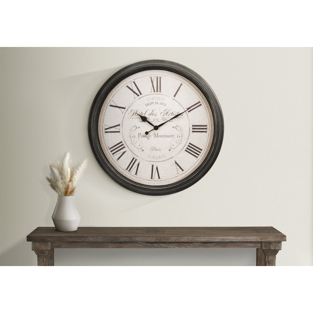 Clocks, 30" Round, Large Oversized, Wall Clock, Brown, Transitional