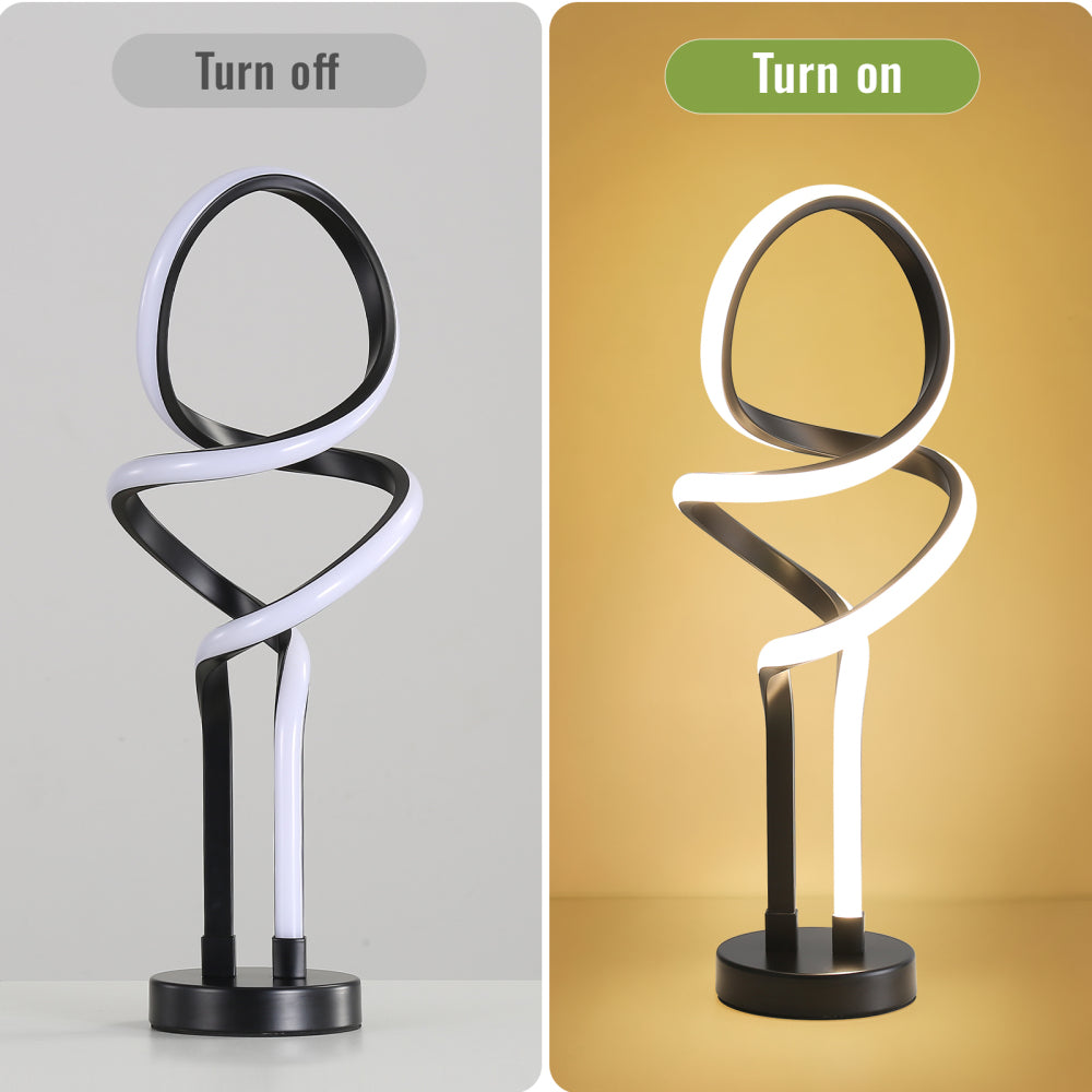 Small Unique Bedside Dimmable LED Table Lamp with Plug, Modern Desk Lamp for Girls Room, Living Room, Dresser