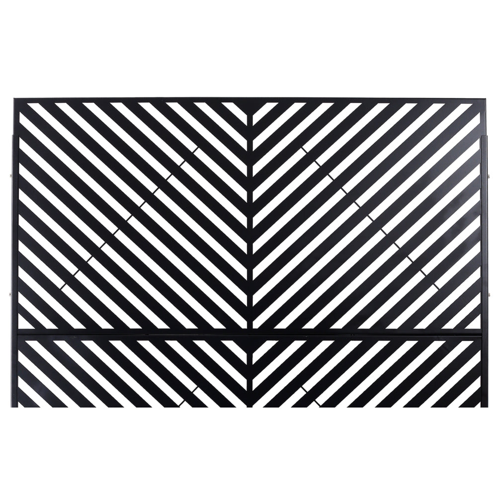 Outdoor & Indoor Privacy Screen Metal Privacy Screen 76" H×48" W, Freestanding Decorative Privacy Screen for Deck Balcony Patio, Privacy Fence Panels for Outside Lawn Garden PS113 BLACK