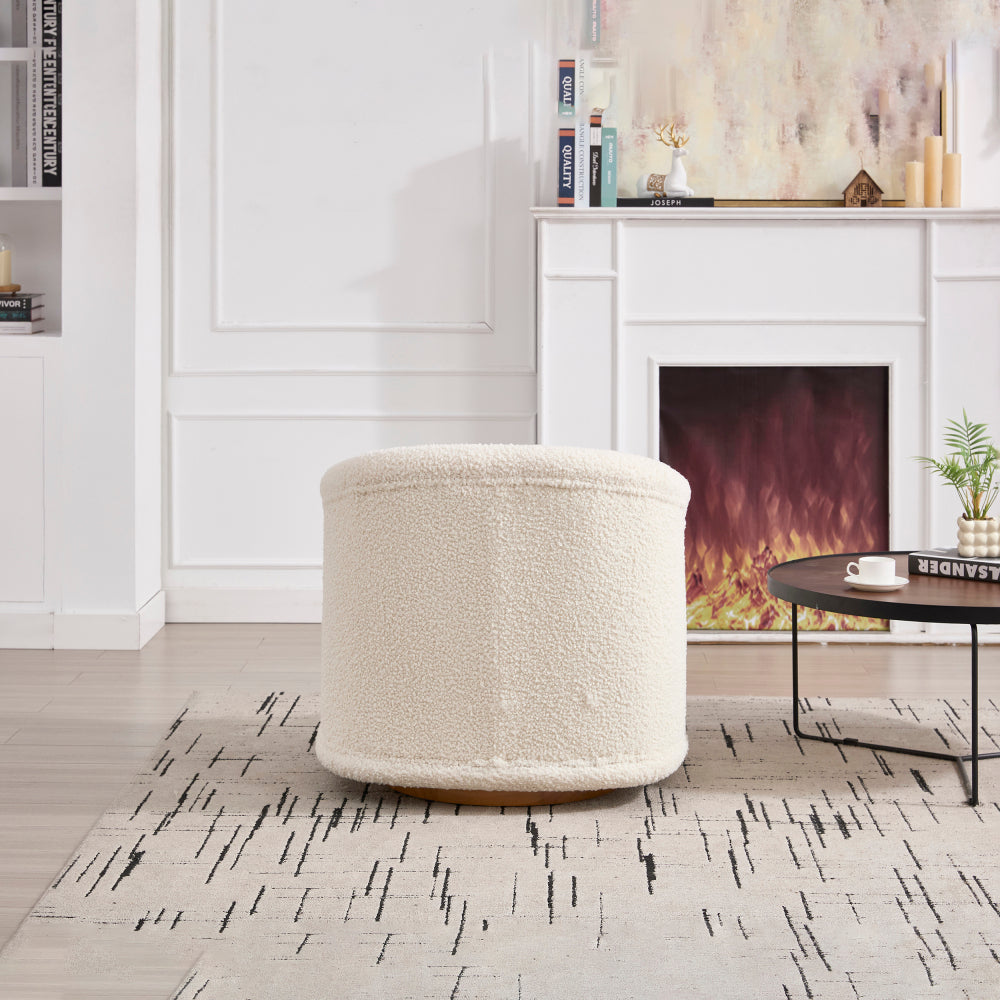 Swivel Accent Chair, 360-degree Swivel Barrel Chair with Teddy Upholstery, Comfy Pumpkin-Shaped Swivel Chair for Living Room, Bedroom, or Office